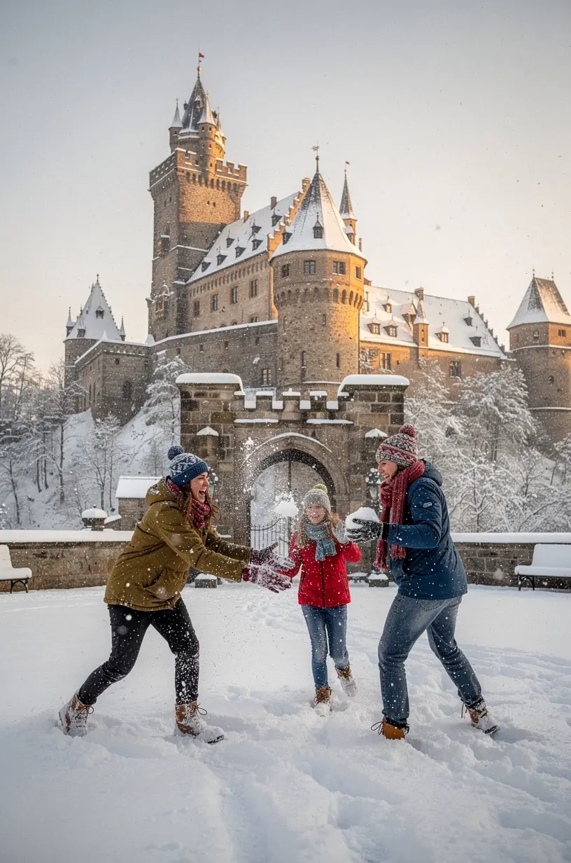 Karte mit markierten Etappen einer Themenreise zu deutschen Burgen und kulturellem Erbe