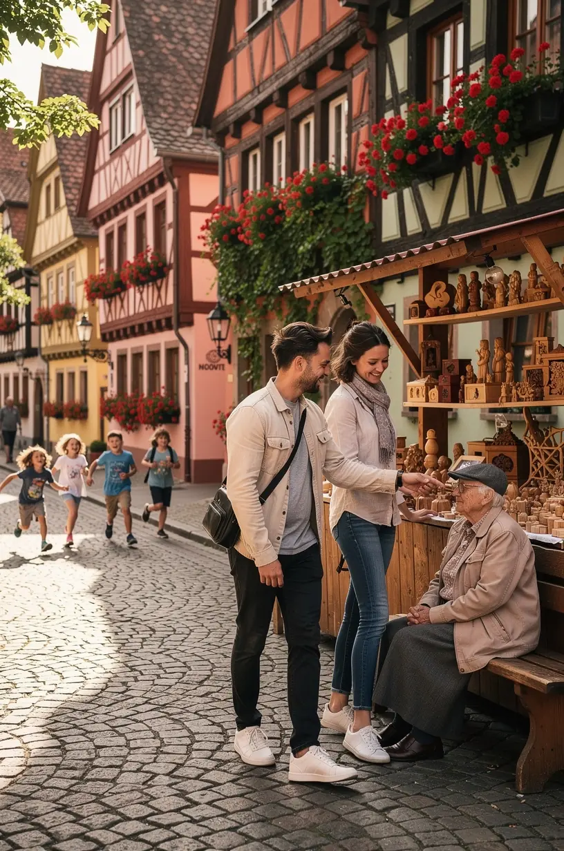 Geführte Tourgruppe vor mittelalterlicher Schlossfassade mit erfahrenem Reiseleiter